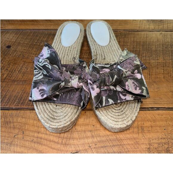 Womens Rebecca‎ Minkoff Giana Espadrille Bow Sandals Purple Slides Size 9M - Picture 1 of 13